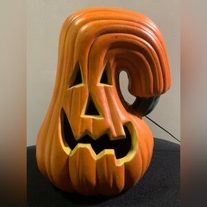 Vintage 18” Halloween Lighted pumpkin face Gourd Squash Blow Mold
